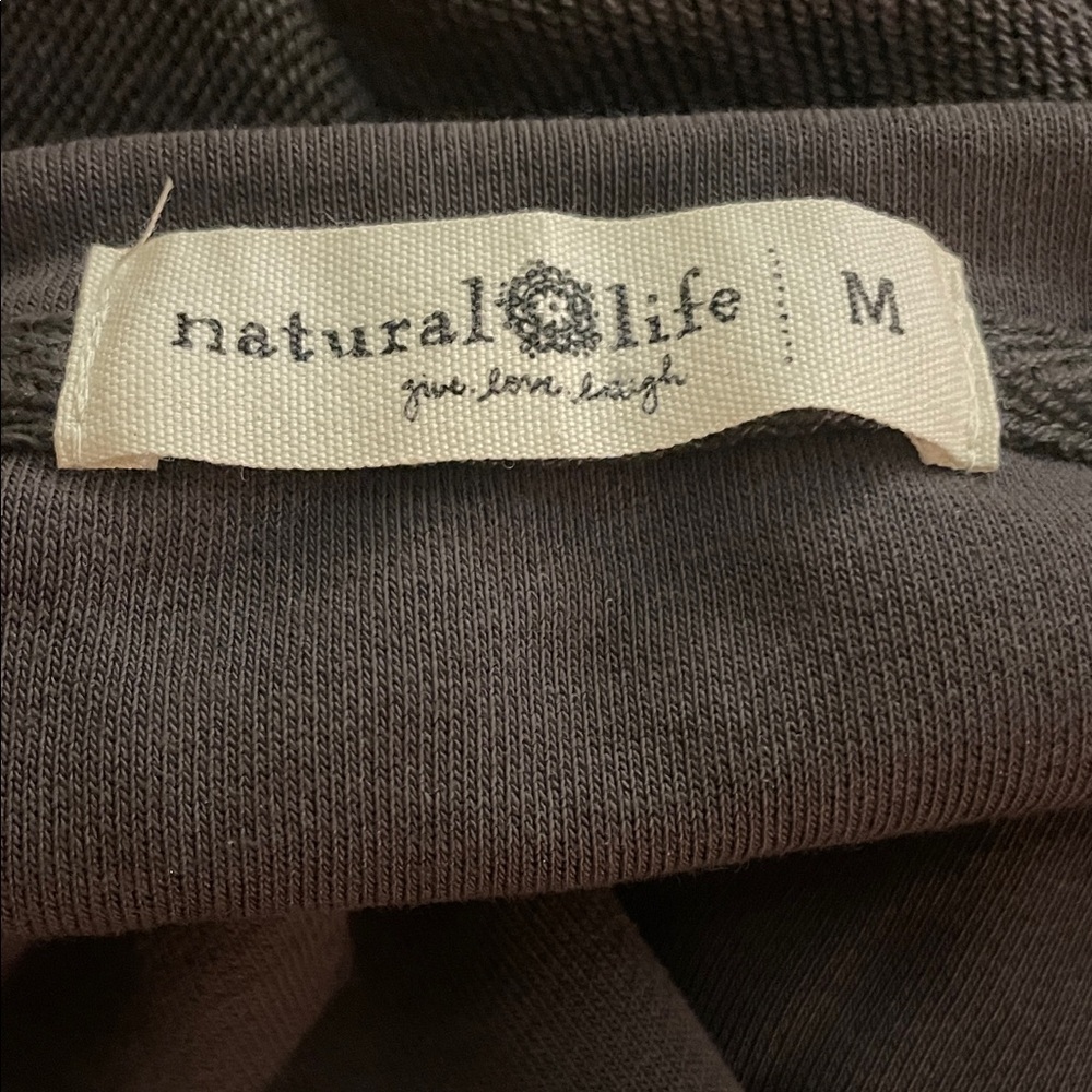 NATURAL LIFE Peace Sign Flower Print Appliqué Mini Sweatshirt Dress Lagan Look - Picture 5 of 6
